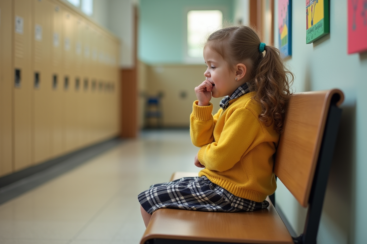 Fille de 7 ans dans un couloir d
